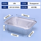 Producent Niestandardowy jednorazowy zestaw z folii aluminiowej z żywności z pudełkiem na obiad z okładką 410 ml 150*120*55mm