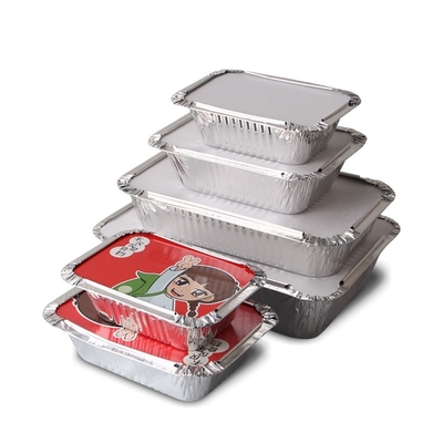 190*110*45MM Opakowania żywnościowe Panna Żywność 500ml Pudełka z pudełkiem z pokrywką Aluminiowe pojemniki jednorazowe Pojemniki z folii aluminiowej