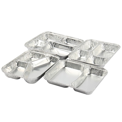 800ml Aluminiowa folia Pudełko na obiad 230mm*175mm*38mm Sprzedaż hurtowa kontener Targowiec kwadratowe patelnie wysokiej jakości 2 siatki